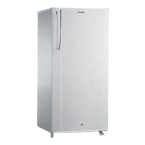 Geepas 110L Single Door Refrigeratoron a white background, with single door refrigerator in whiete color, with the brand logo Geepas fom Saudi Supplier.