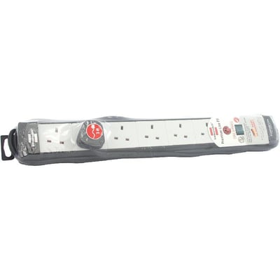 5-Socket Extension cord from the German brand Brennenstuhl, white and gray on a white background, from Saudi Supplier.