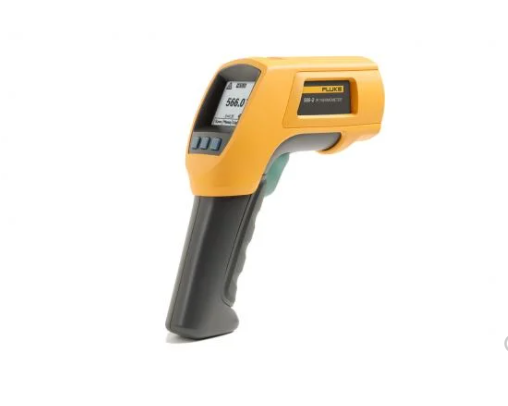 Fluke 568 infrared thermometer gun in yellow and black on a white background from Saudi Supplier.