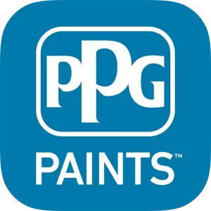 Blue and White illustration logo of PPG paints company 