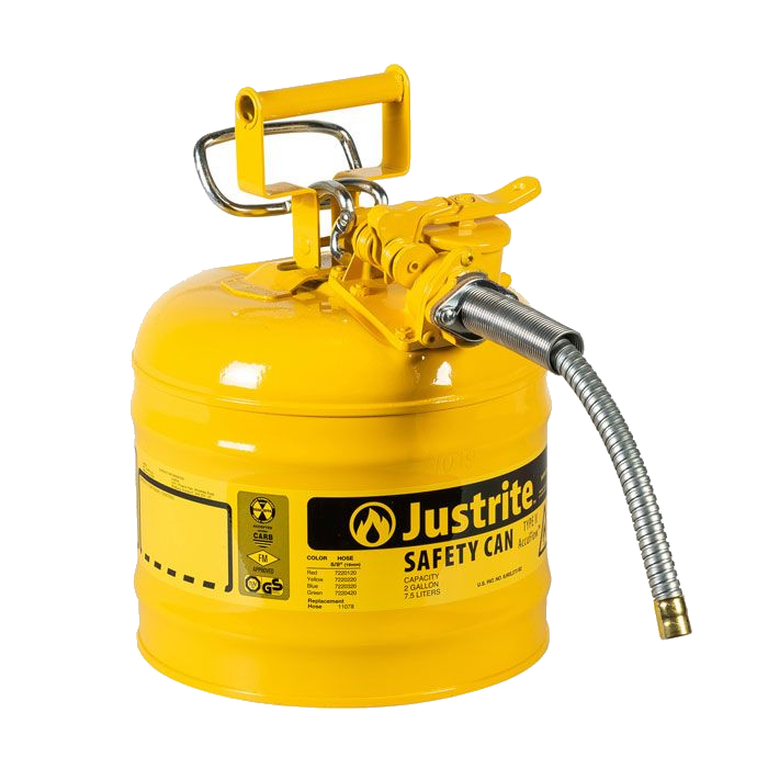 Justrite 2 Gallon Diesel Metal Hose, Yellow -