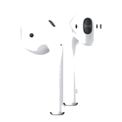 Apple AirPods 2nd Gen with Charging Case in a vertical shape on white background with Apple logo colored in white from Saudi Supplier.