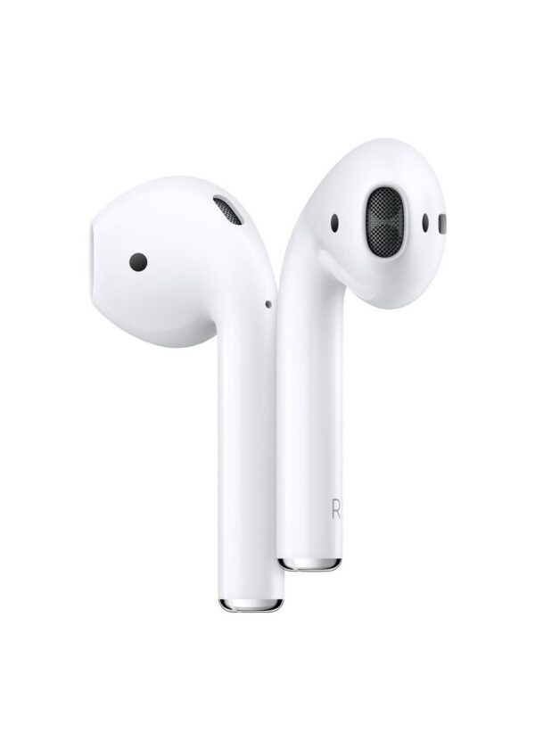 Apple AirPods 2nd Gen with Charging Case in a vertical shape on white background with Apple logo colored in white from Saudi Supplier.