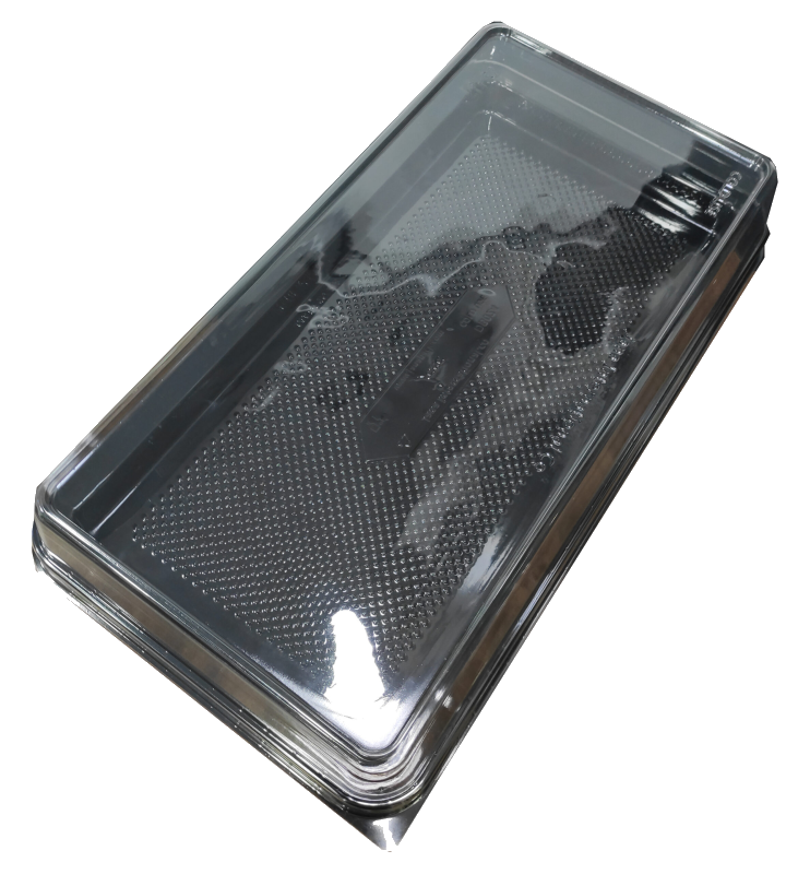 RECT CAKE DOME BLACK+CLEAR LID 70PCS