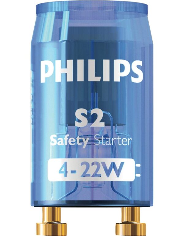 Philips blue S2 starter on white background with light shadow, With philips logo on white color.
