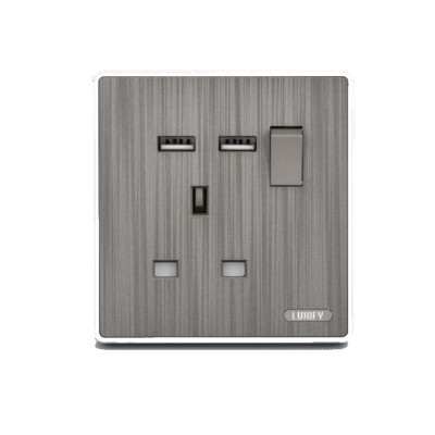 Socket 13 Amp with LUXIFY USB Silver