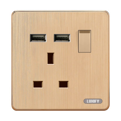 SOCKET 13 A WITH USB LUXIFY GOLD