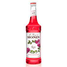 Monin Rose Syrup 1Ltr bottle with Bright rose color from Saudi Supplier.