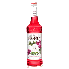 Monin Rose Syrup 1Ltr bottle with Bright rose color from Saudi Supplier.