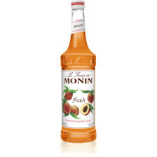 Monin Peach Syrup 1 Ltr bottle with peachy color from Saudi Supplier.