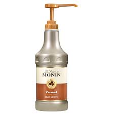 Monin Caramel Sauce 1.89ltr bottle with silver and gold color from Saudi Supplier.