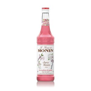 Monin Cherry Blossom Syrup 1Ltr bottle with light pink color from Saudi Supplier.