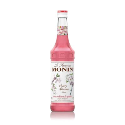 Monin Cherry Blossom Syrup 1Ltr bottle with light pink color from Saudi Supplier. 