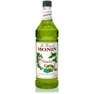 Monin Salted Pistachio Syrup 1Ltr bottle with green color from Saudi Supplier. 
