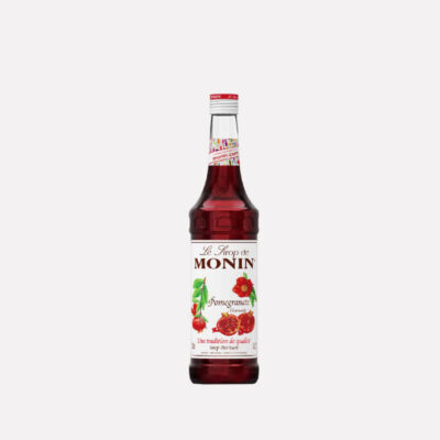Monin Pomegranate Syrup 1Ltr bottle with Bright red color from Saudi Supplier. 

