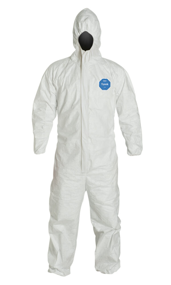 DuPont™ Tyvek® Disposable Coverall with Hood with Safety Instructions, Elastic Cuff, White from Saudi Supplier